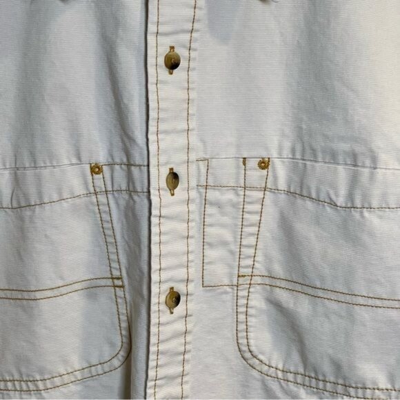 L.L. Bean Men’s Shirt Canvas Cotton Work Shirt Size XL Tall Off White Gorpcore - Picture 7 of 10